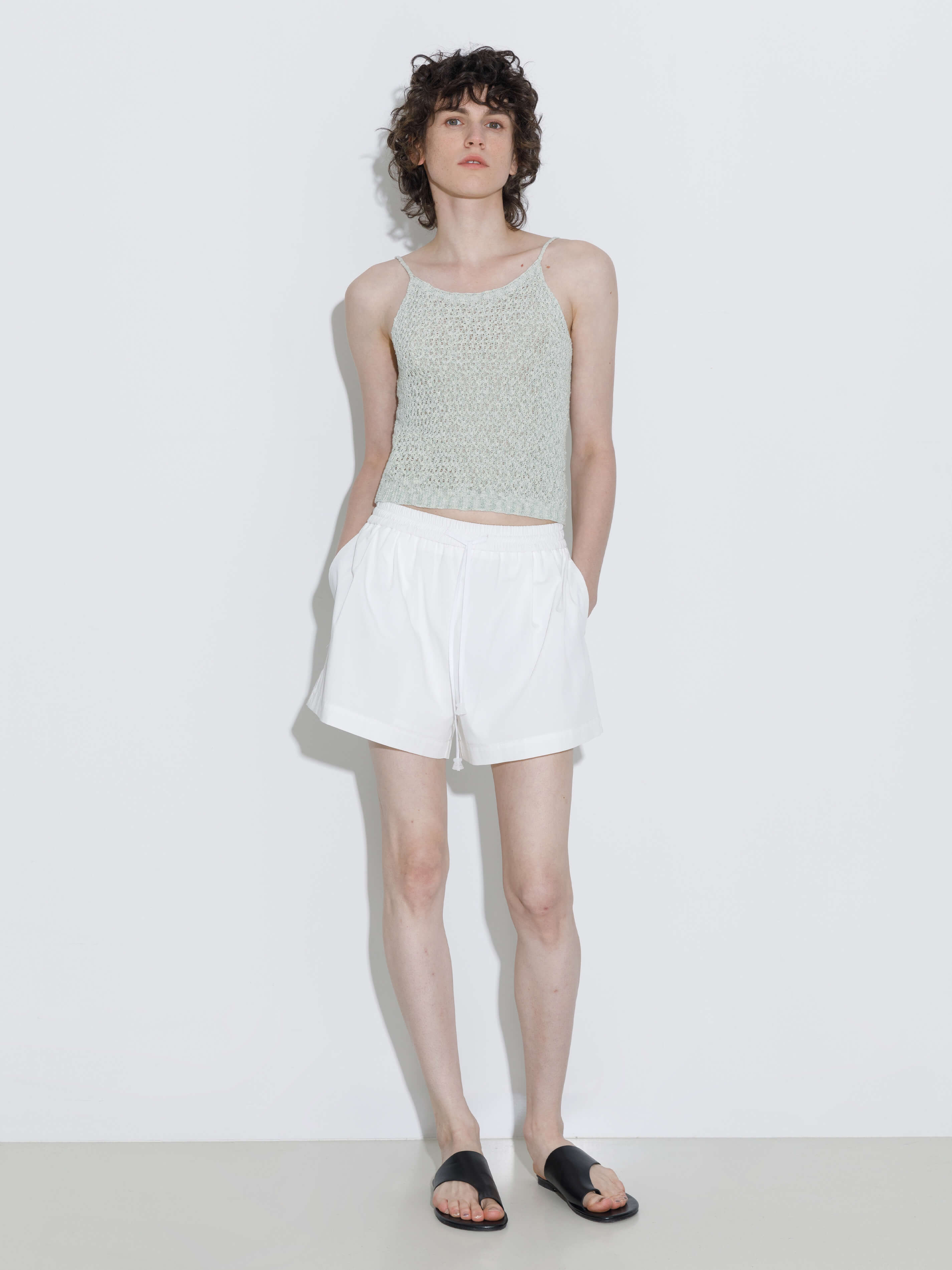 Drawstring Elastic Waist Mini Shorts-4