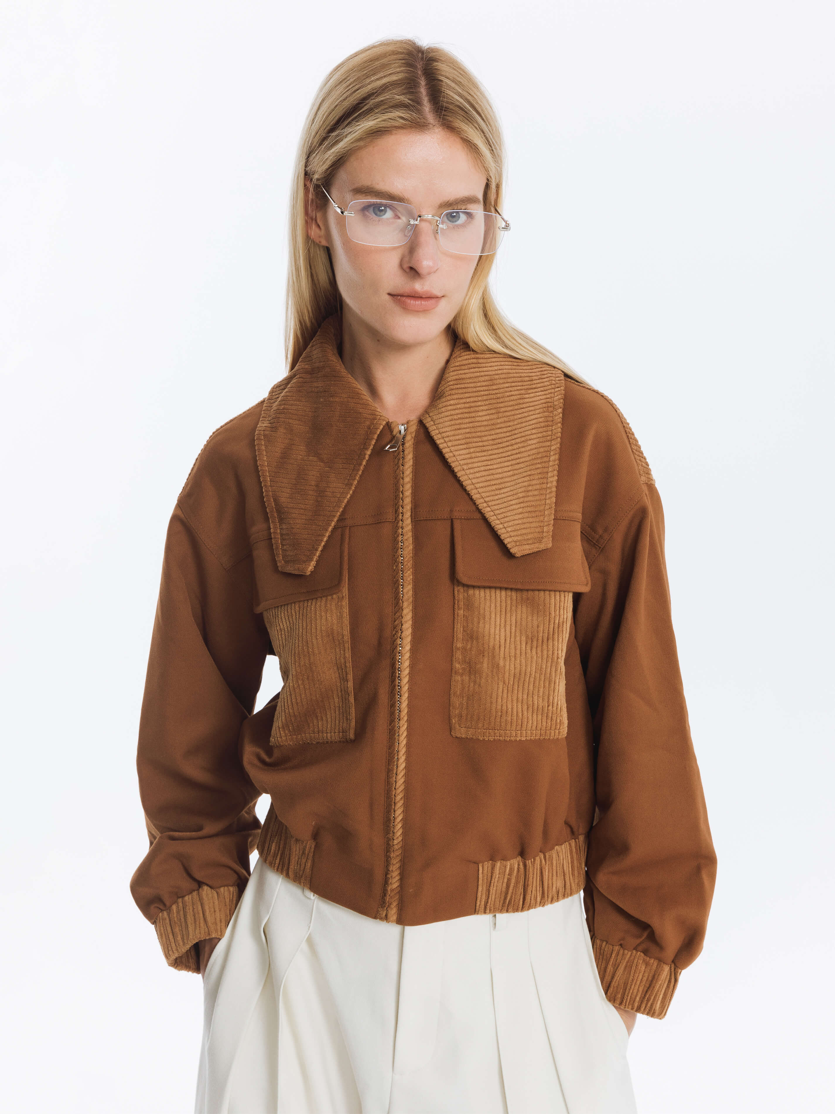 Wide Lapel Casual Jacket with Wool Blend-3