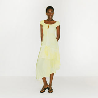 CUBIC Abstract Print Asymmetrical Chiffon Midi Dress
