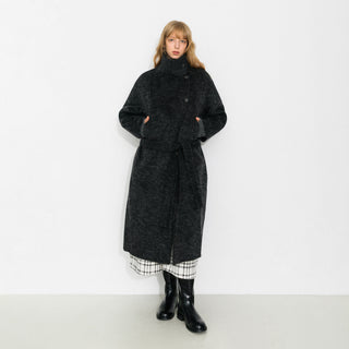 Classic Loose-Fit Stand Collar Wool-Blend Coat