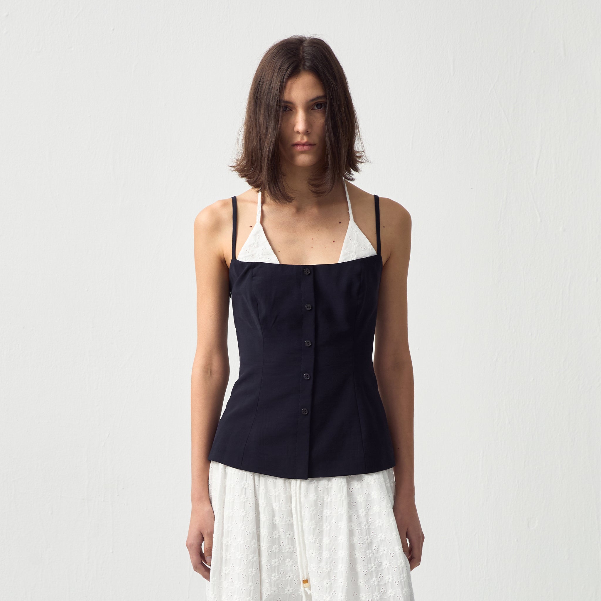 CUBIC Contrast Panel Deep V Knit Top-3