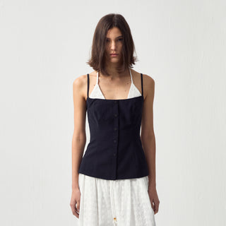 CUBIC Contrast Panel Deep V Knit Top