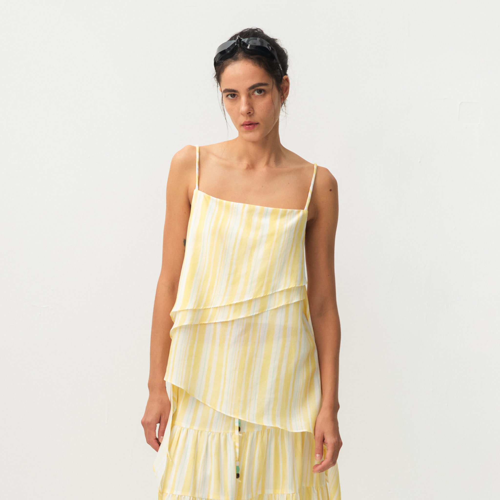 CUBIC Lyocell Asymmetrical Striped Camisole-3