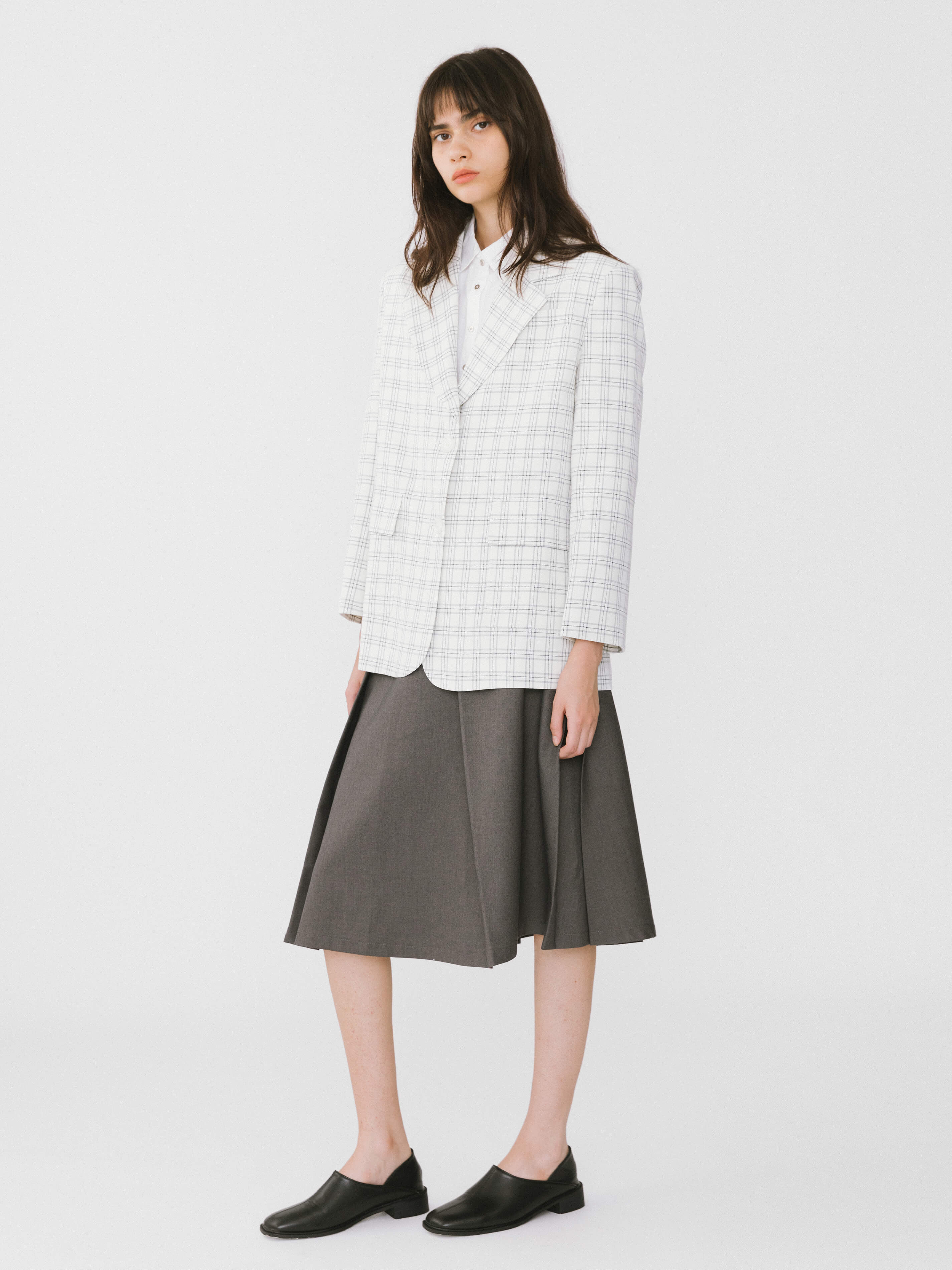 Single Breasted Plaid Oversized Blazer-3