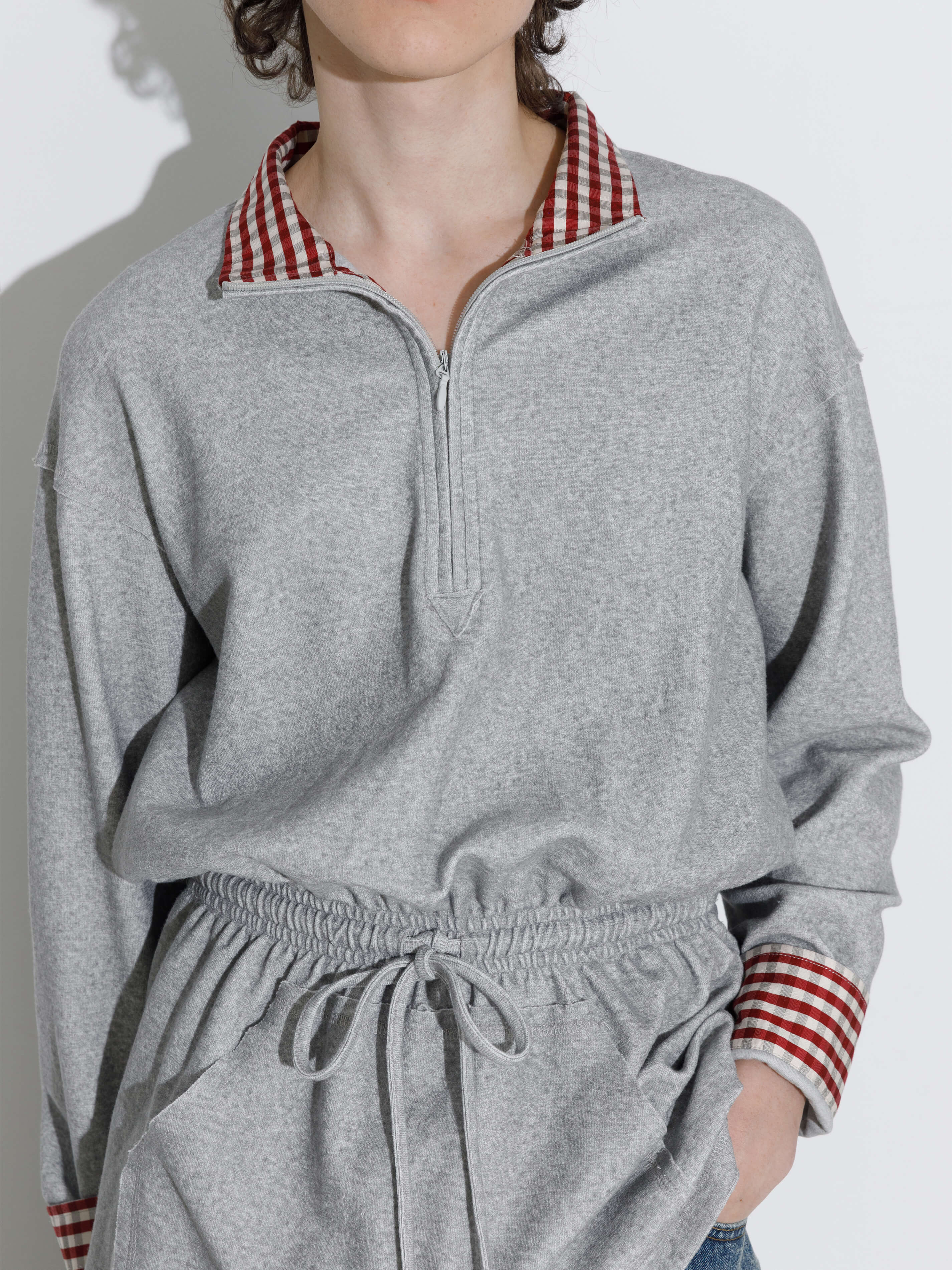 Long Sleeve Color-Block Drawstring Waist Polo Shirt-6