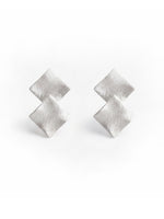 Double Square Silver Stud Earrings