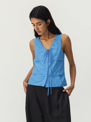 CUBIC Sleeveless Ruffle Tie-Front Top