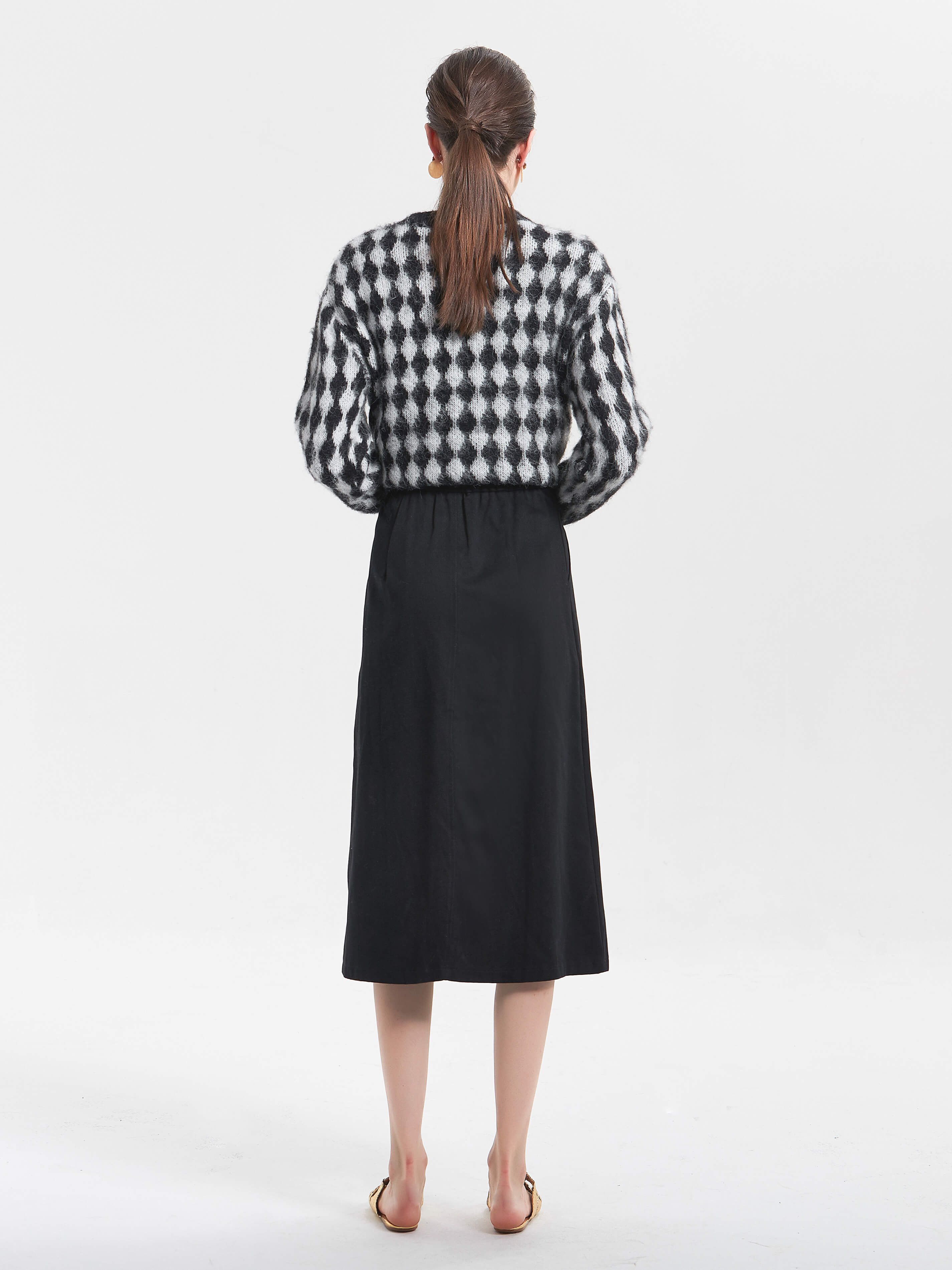 Black High Waist Pleated Dress-3