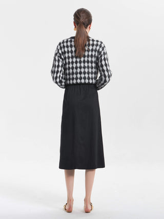 Black High Waist Pleated Dress