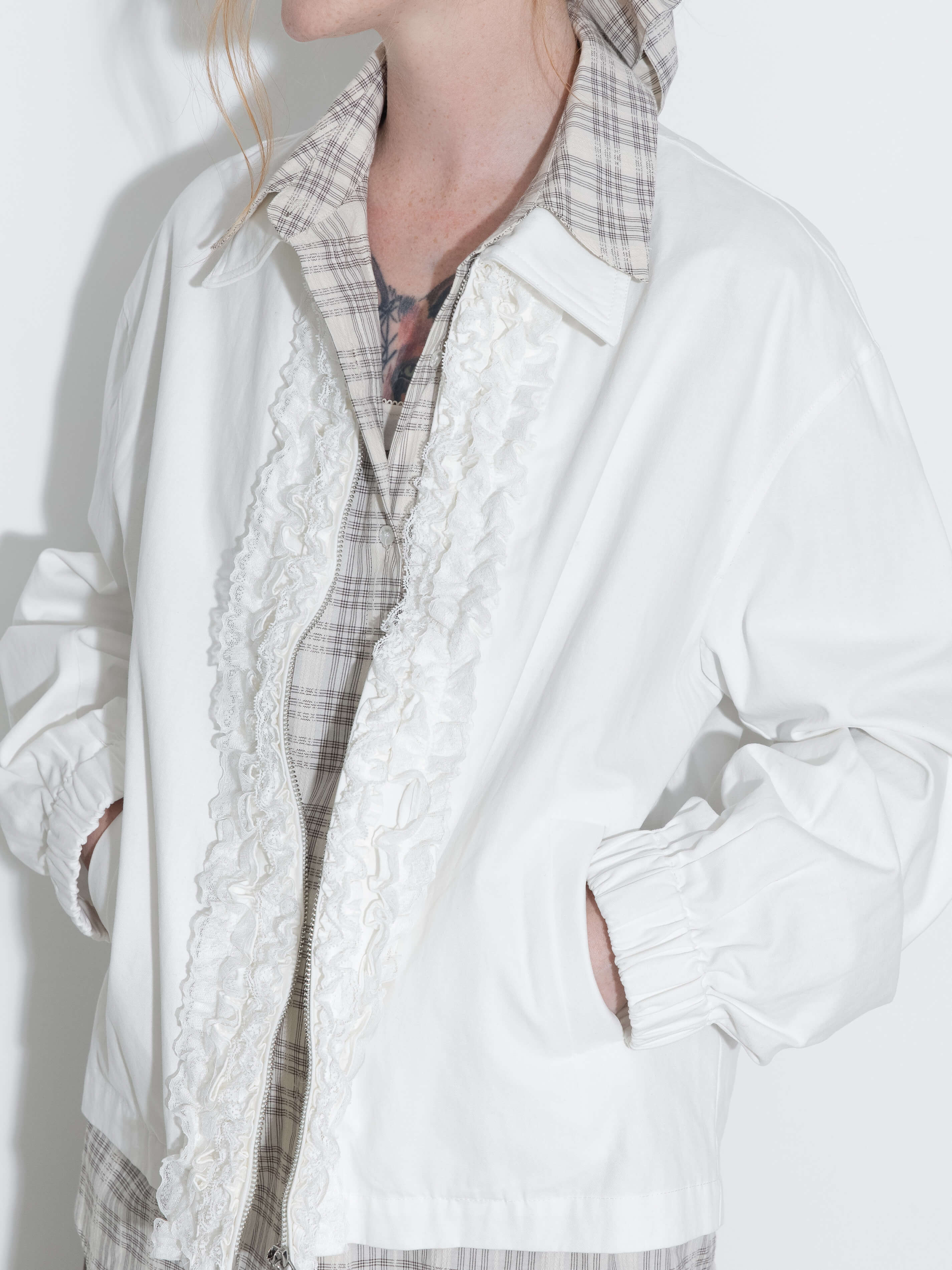 Cotton Ruffles Zipper Jacket with Elastic Cuffs-10