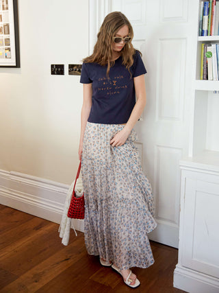 Cropped Letter Embroidered T-shirt