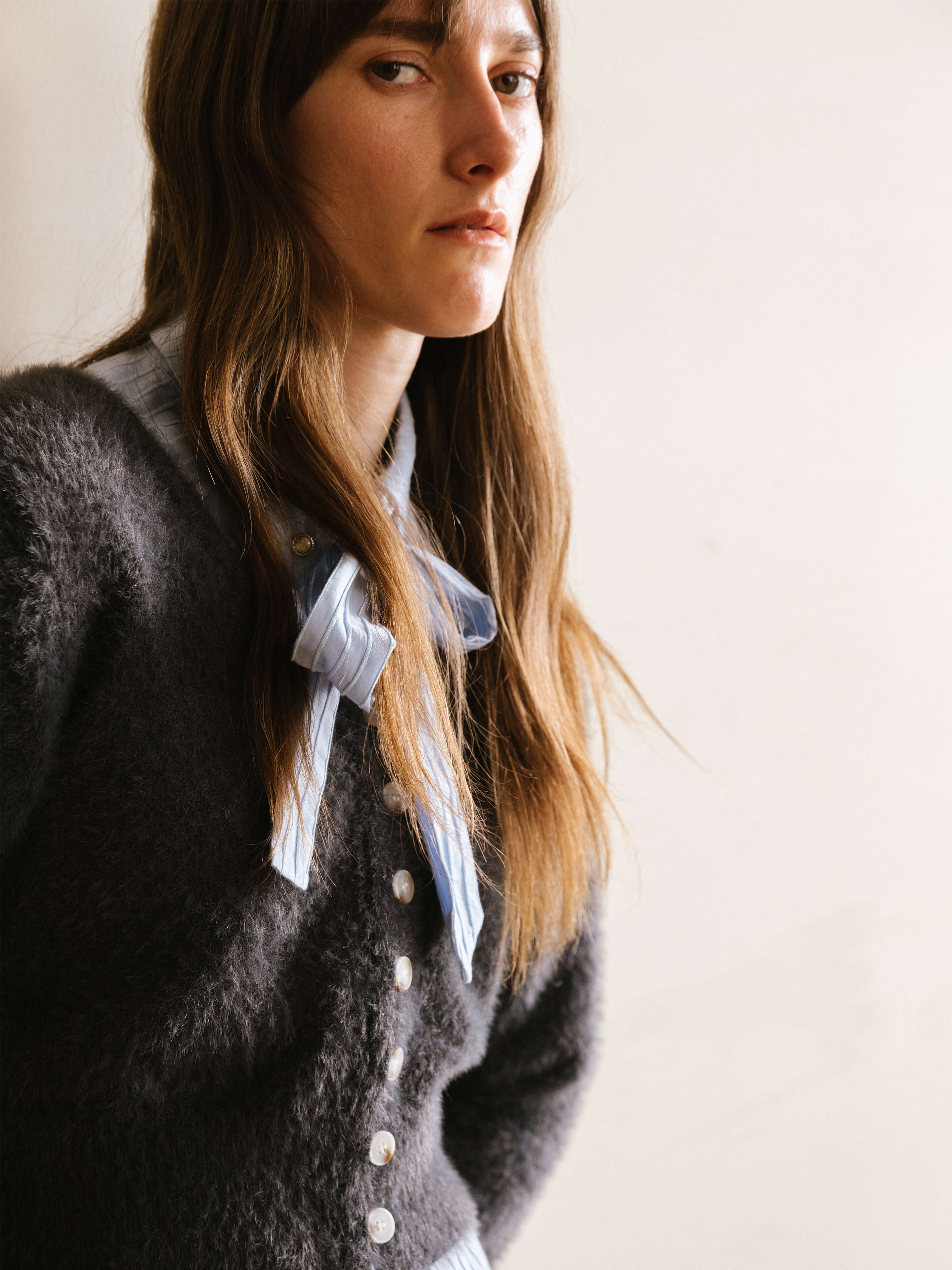 Fluffy Cropped Knit Cardigan-3