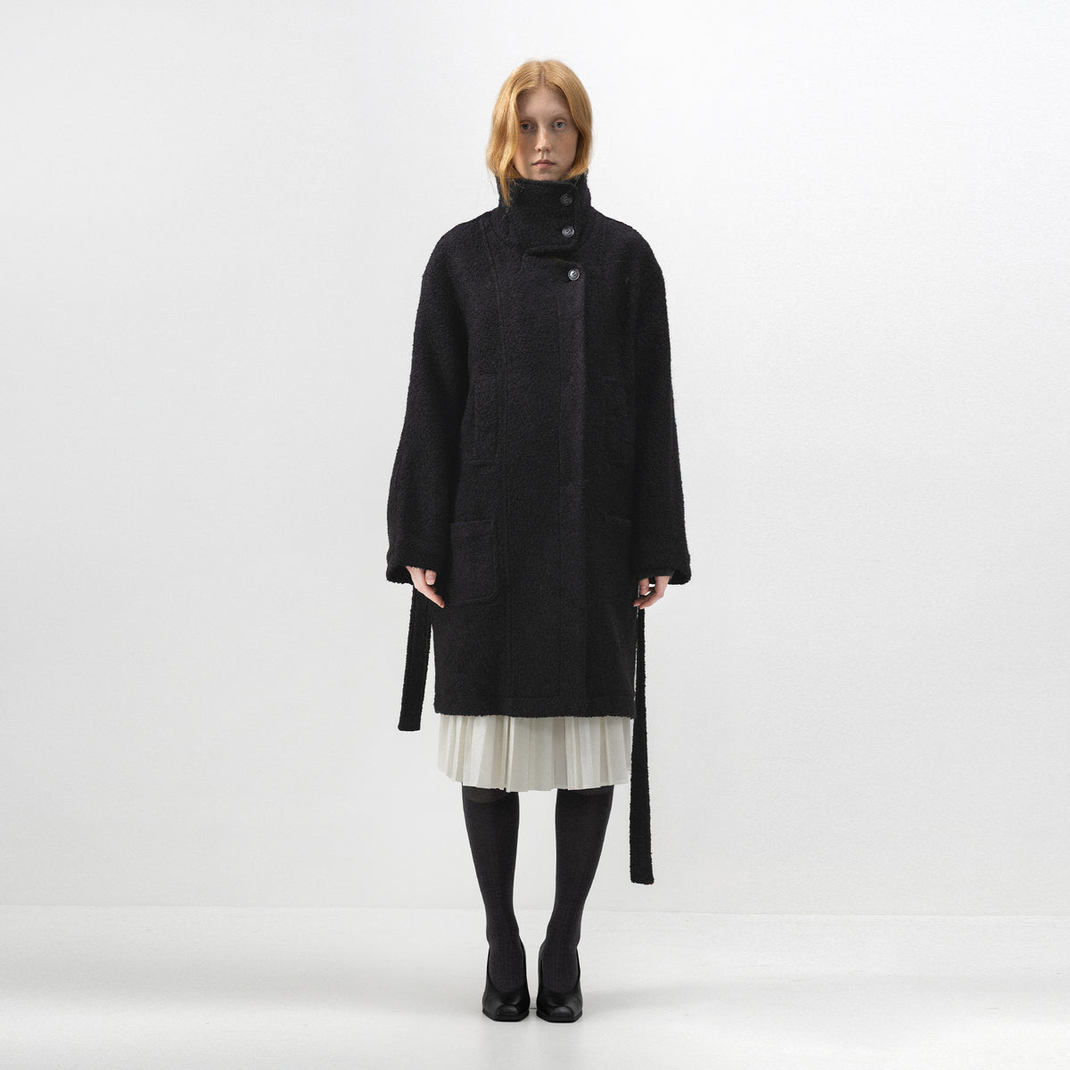 CUBIC Stand-Collar Cape-Style Wool Coat-3