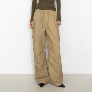 Relaxed Draped Straight-Leg Utility Pants