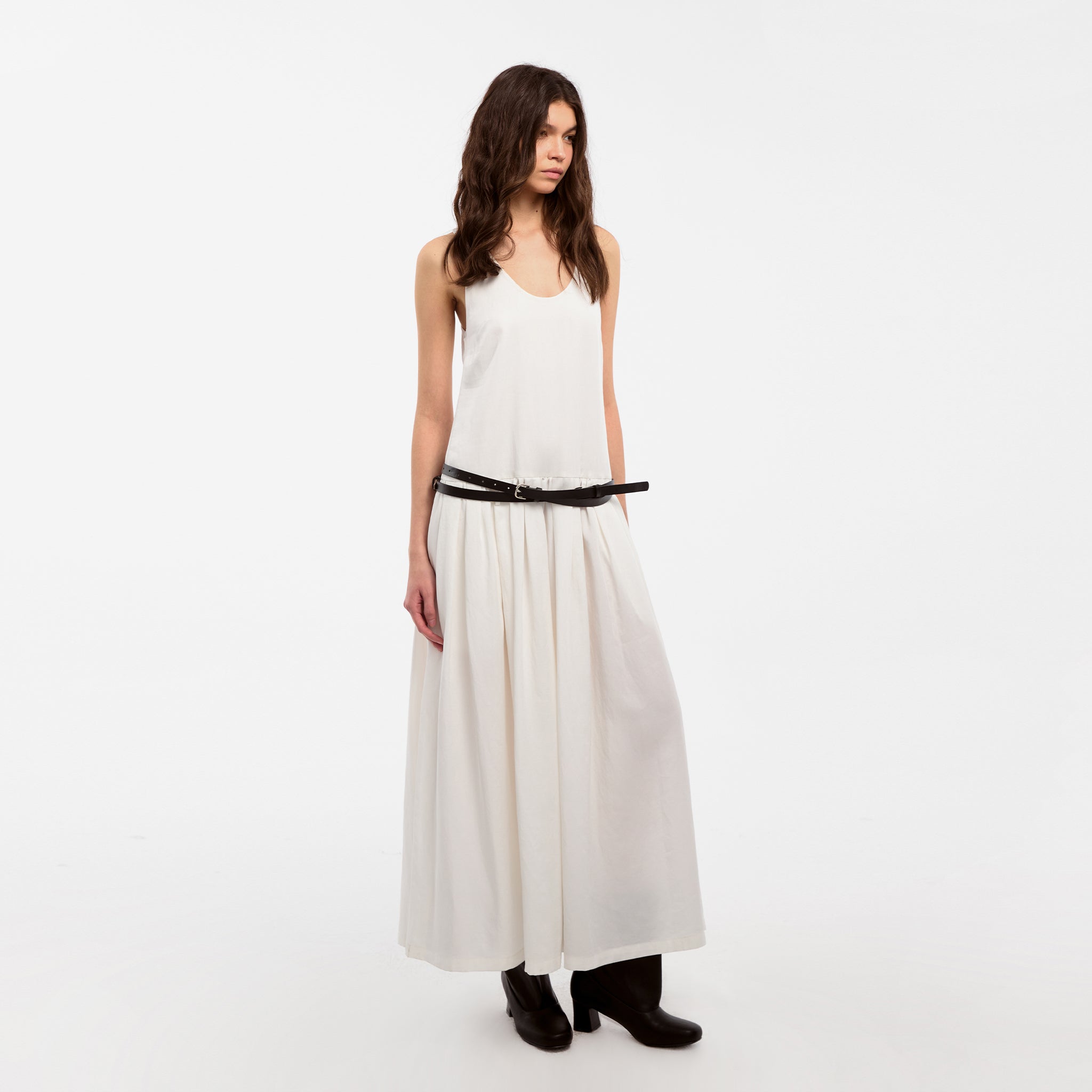CUBIC Lyocell Solid Color Long Dress-3
