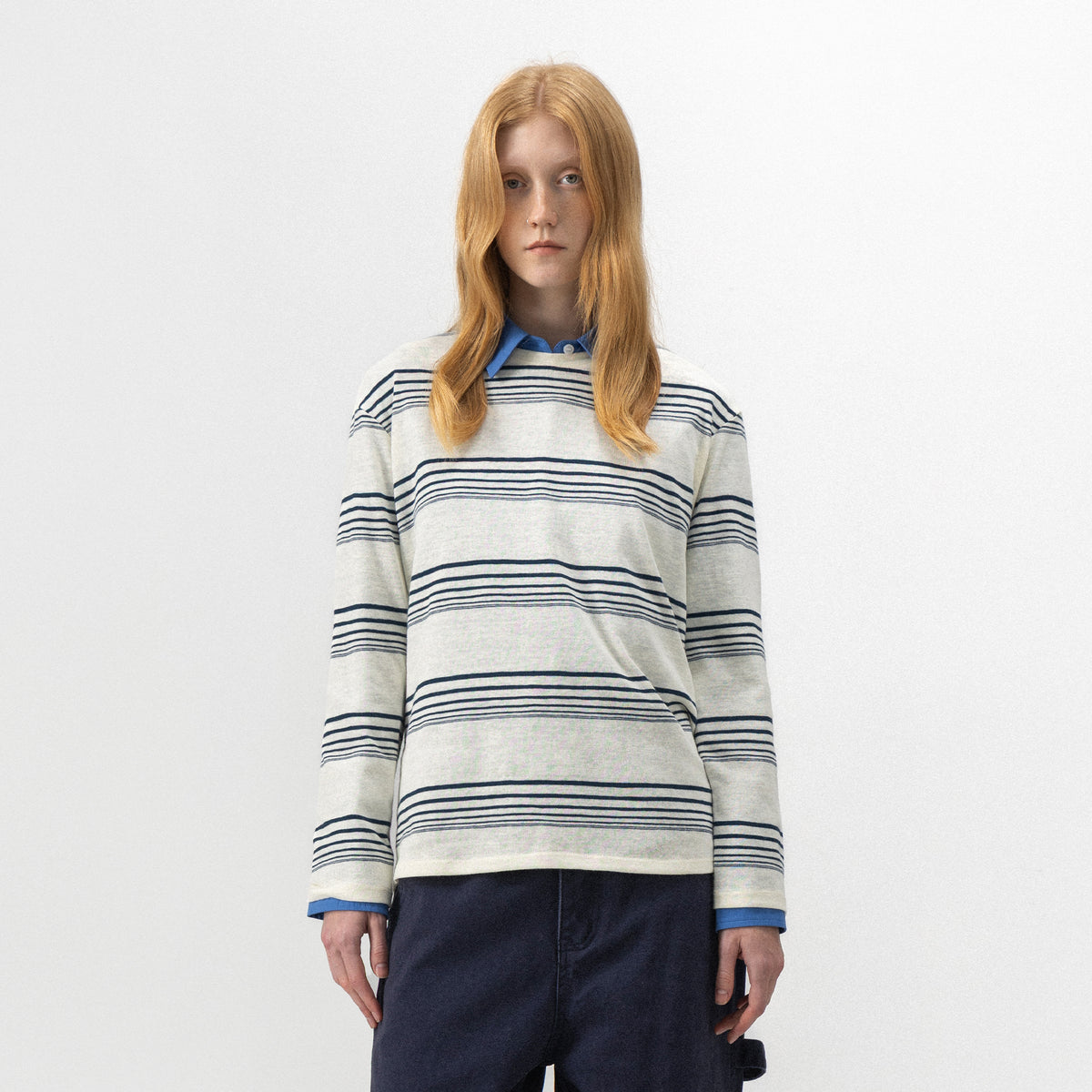 CUBIC Relaxed Striped Slub Cotton Top-3