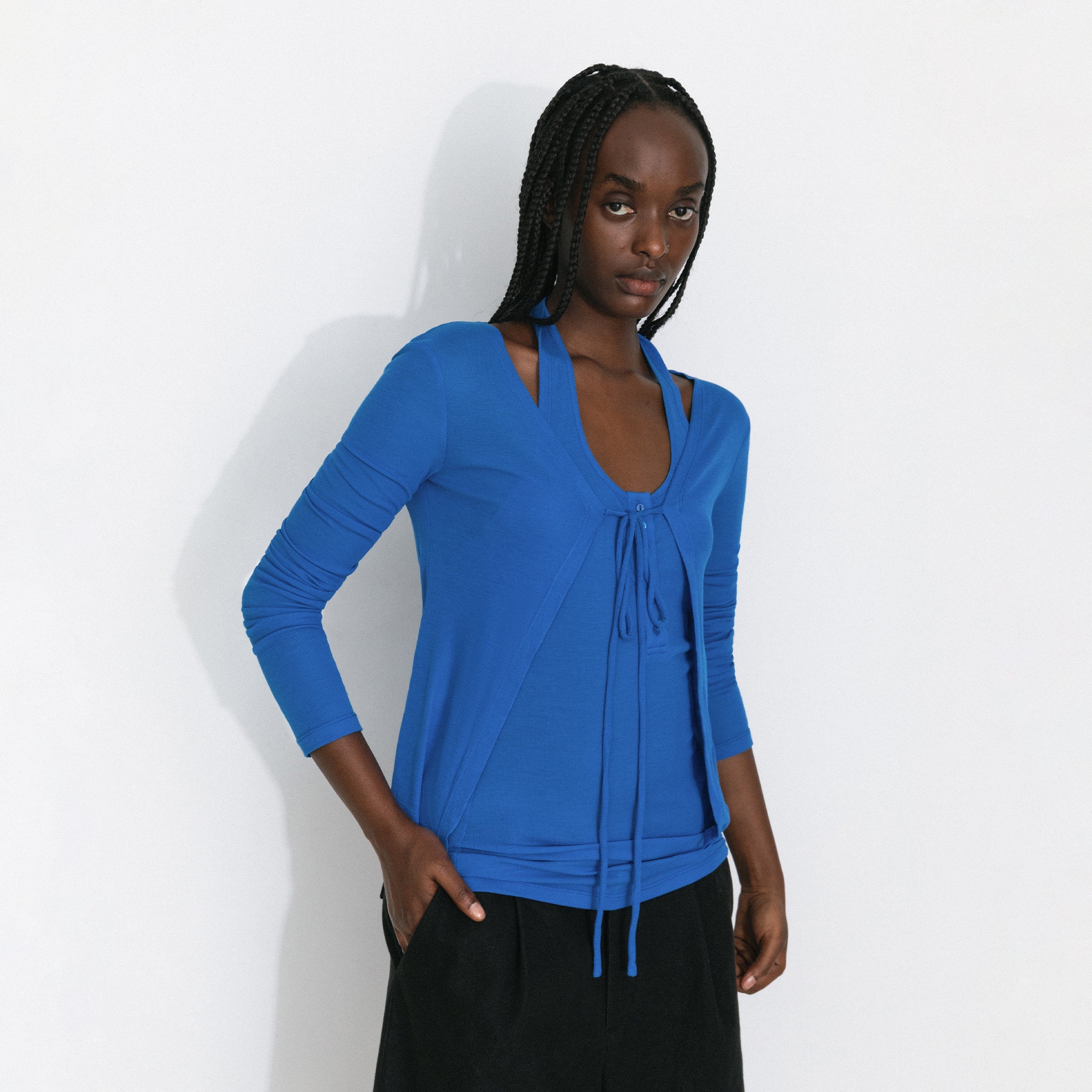 Lyocell-Blend Halter Knit Two-Piece Top-3