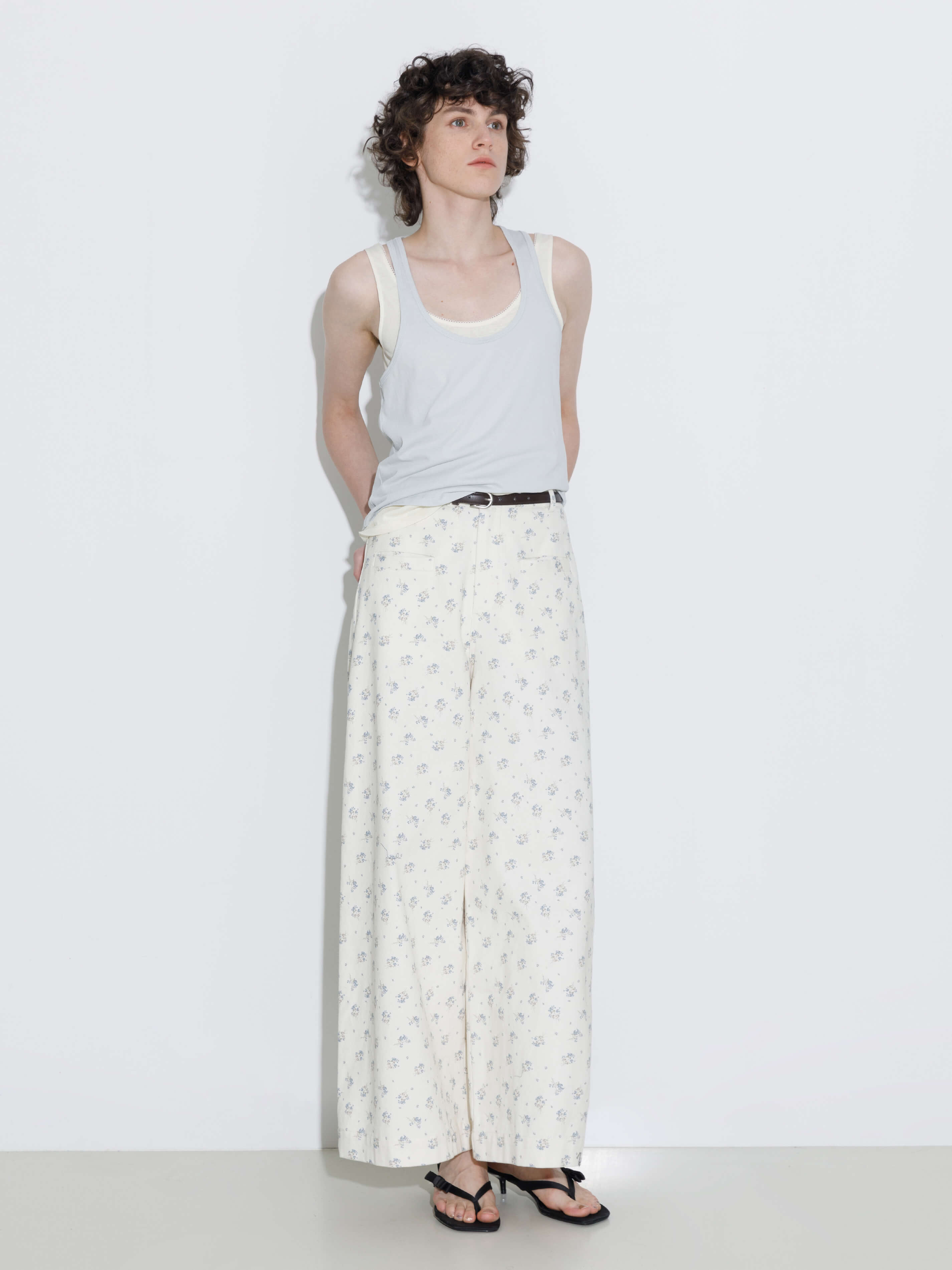 Floral Print 100%Cotton Loose Fit Wide-Leg Casual Pants-6