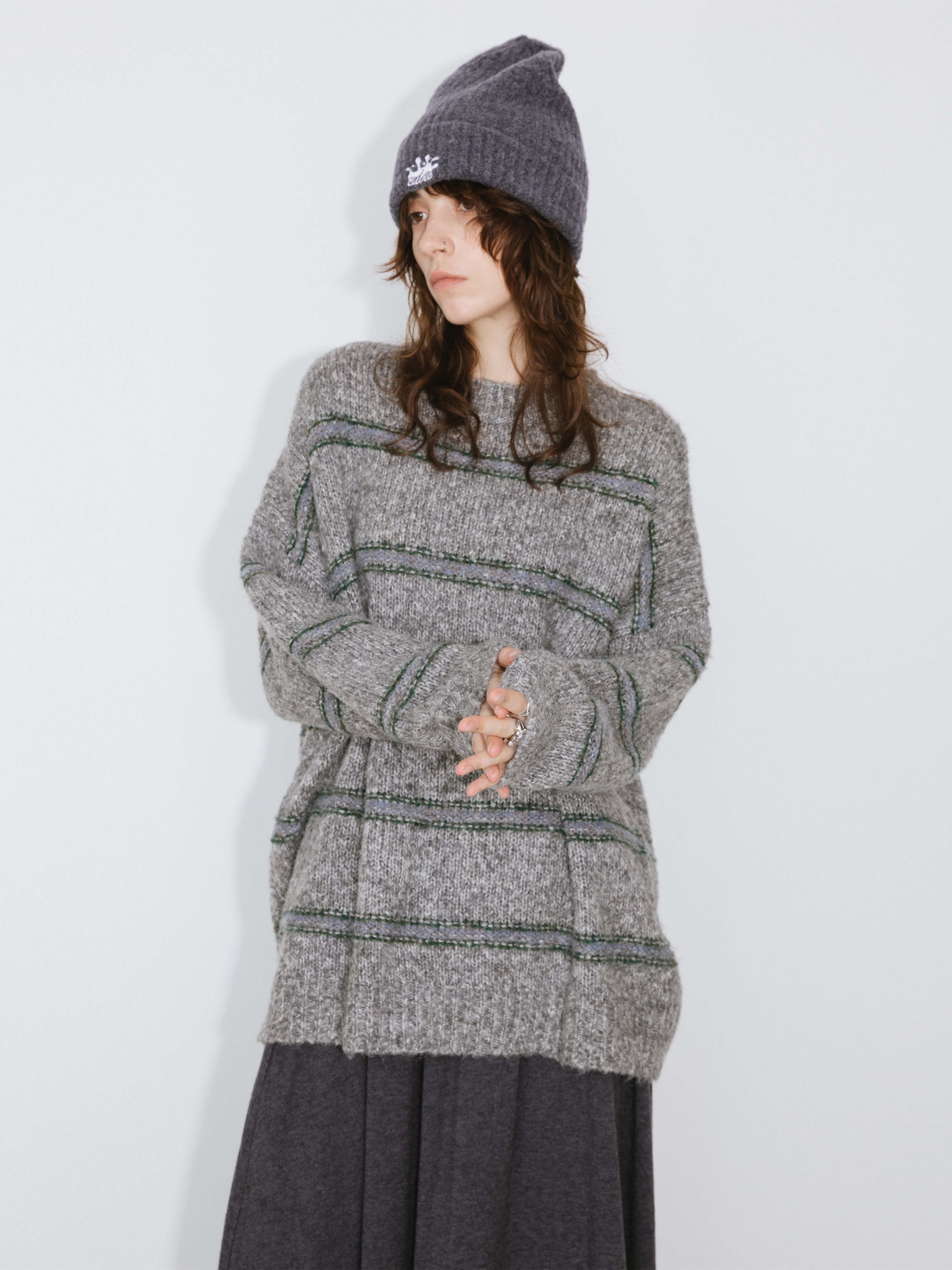 Striped Long Oversized Sweater-3