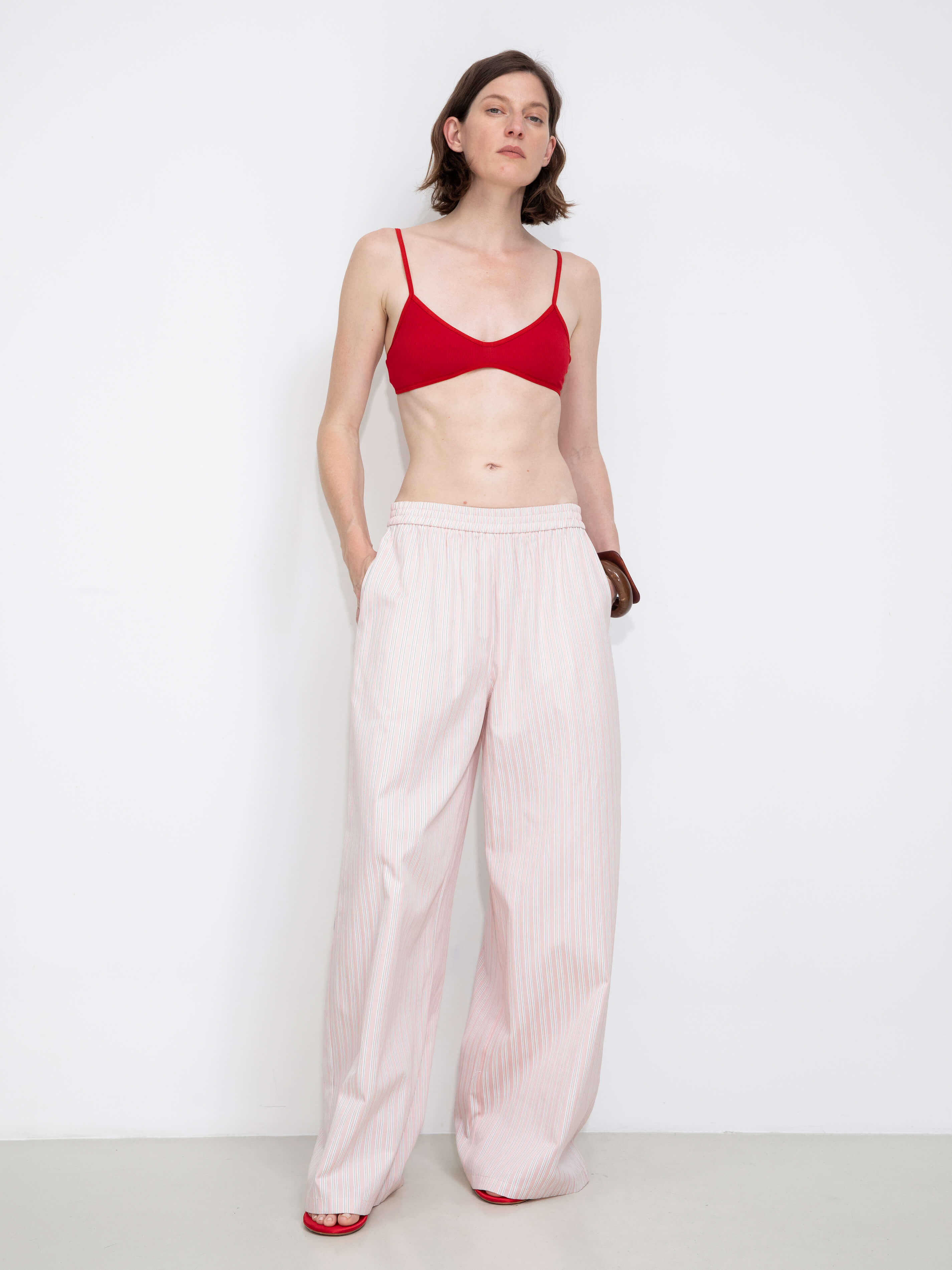 Pleated Striped Wide-Leg Trousers-3