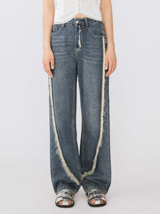 Straight Leg Distressed Detailed Jeans
