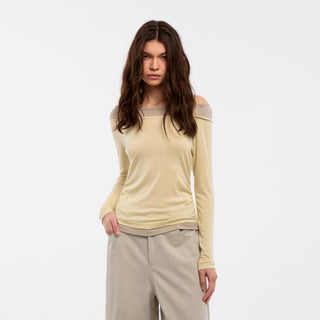 CUBIC Tencel Wool Blend Off-Shoulder T-Shirt