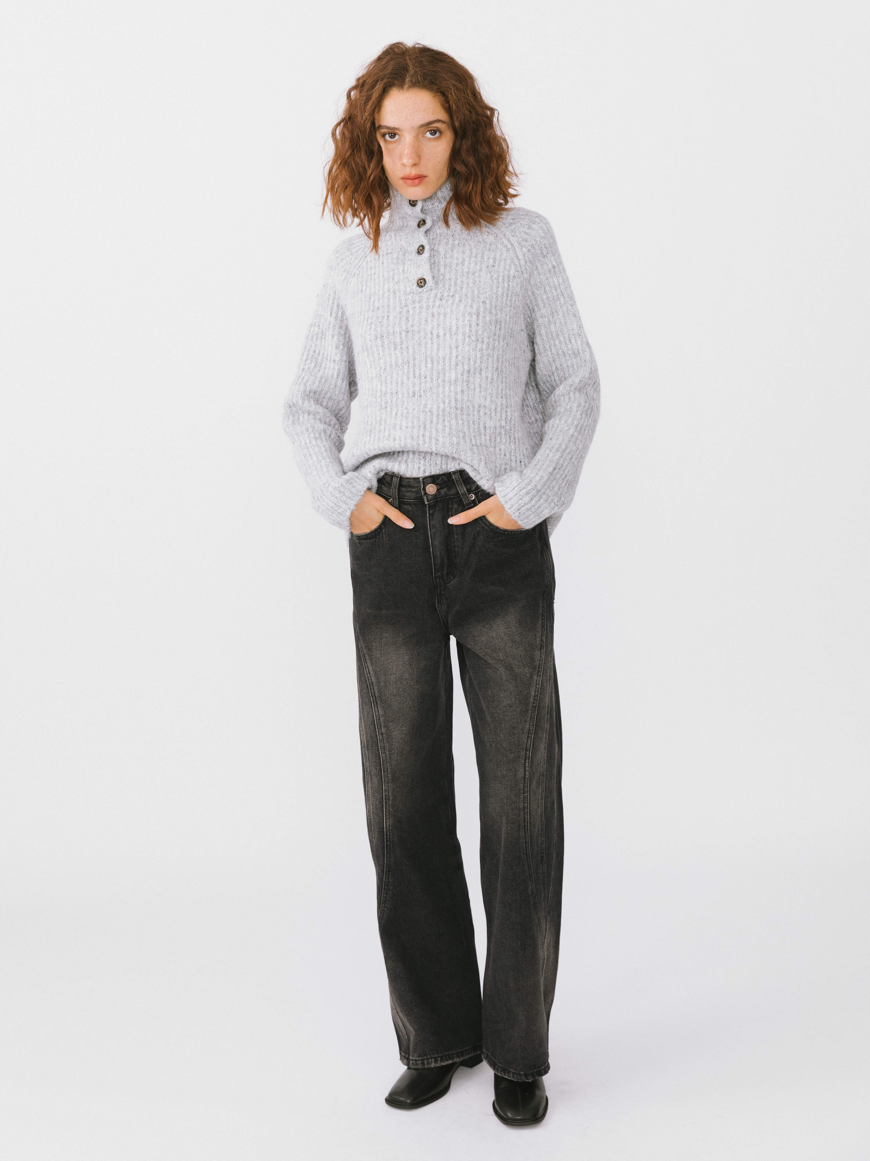 Vintage Style Straight leg Denim Jeans-3