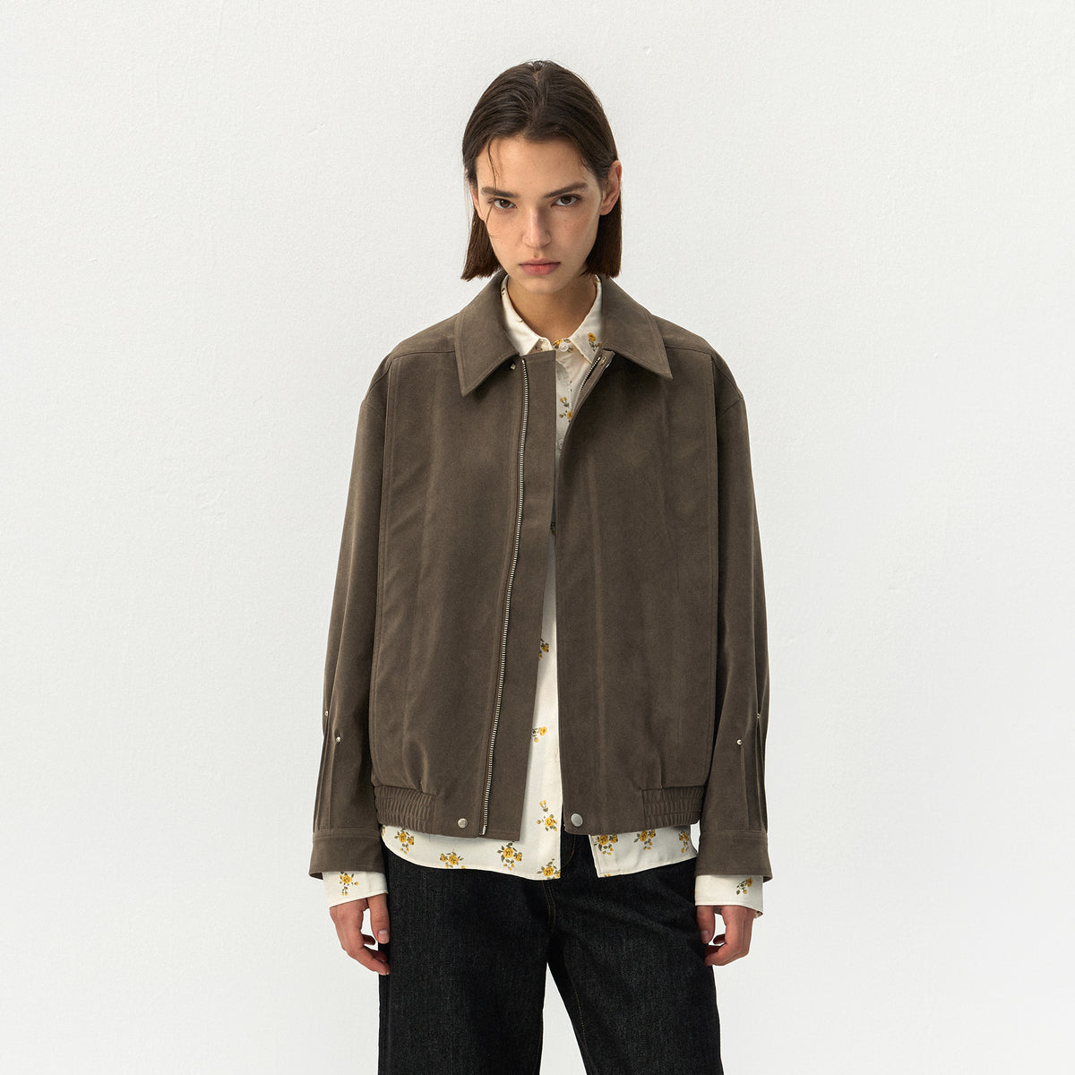 CUBIC Relaxed Zip-Up Blouson Jacket-3