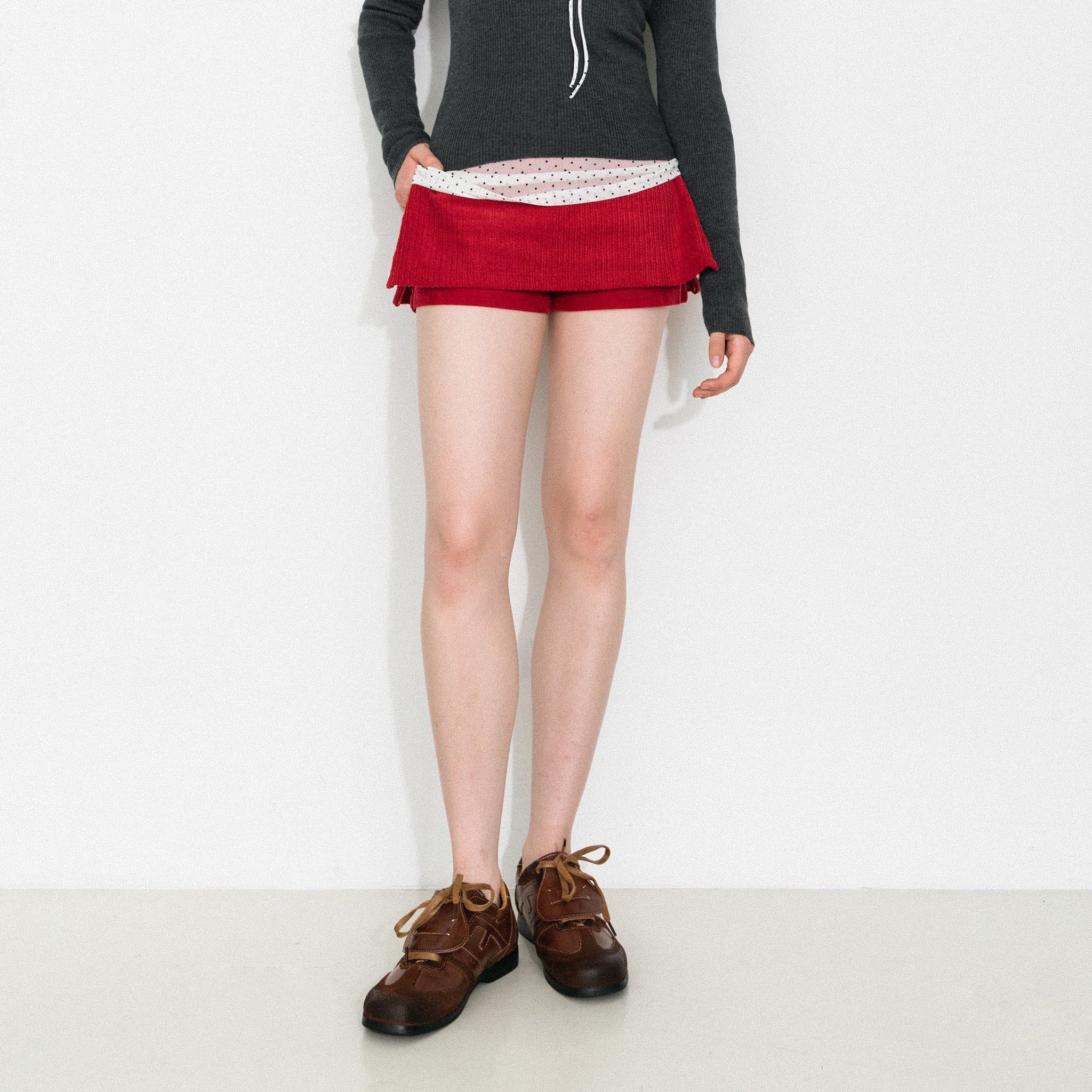 Y2K Corduroy Side-Zip Skort-3