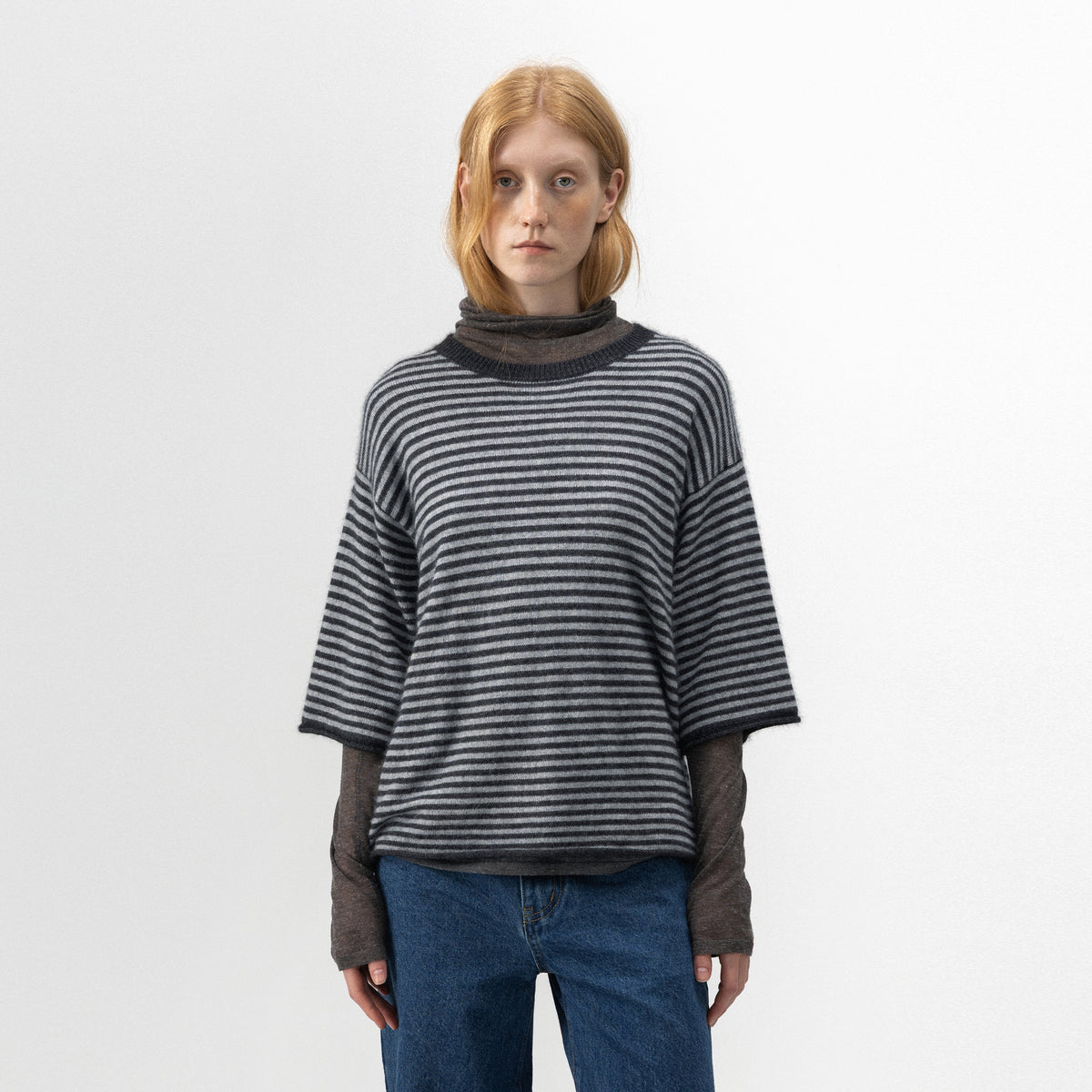 CUBIC Relaxed Striped Fluffy Knit Top-3