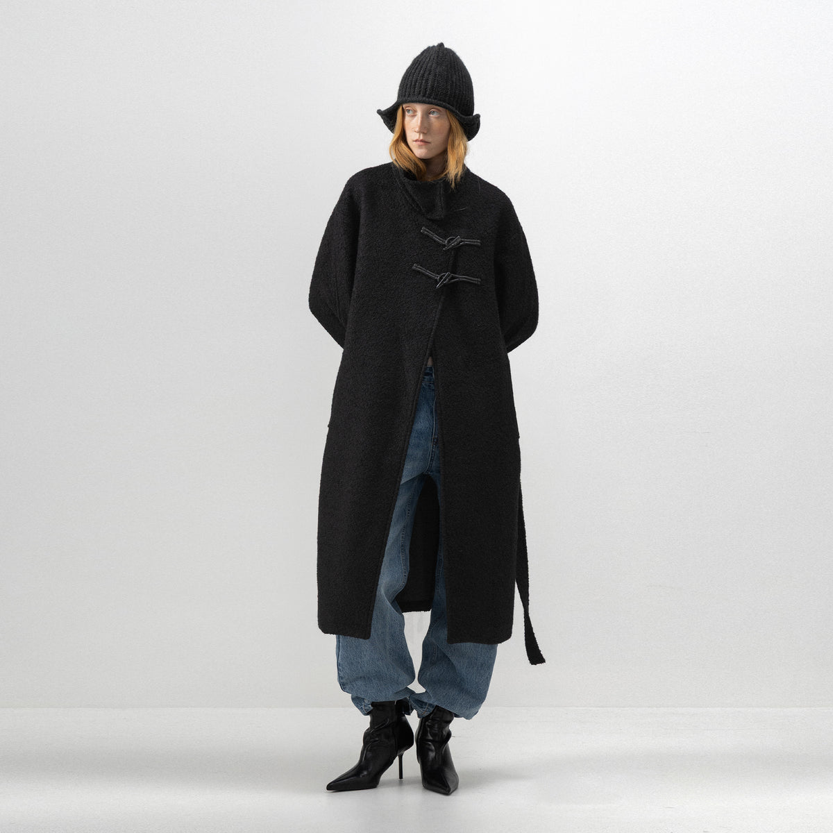 CUBIC Textured Toggle-Belted Wool Coat-1