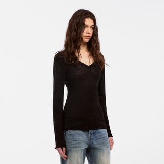 CUBIC Tencel Linen Blend V-Neck Knit Sweater
