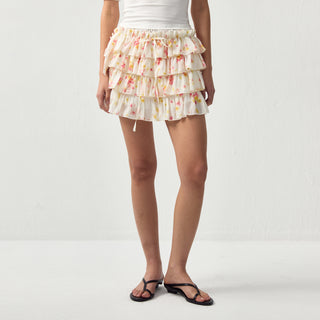 CUBIC Layered Ruffle Tiered Mini Skirt