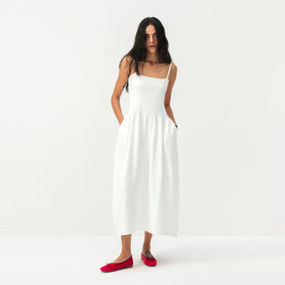 CUBIC Lyocell-Wool Blend Drop-Waist Midi Dress