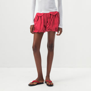 CUBIC Red High-Waisted Balloon Shorts