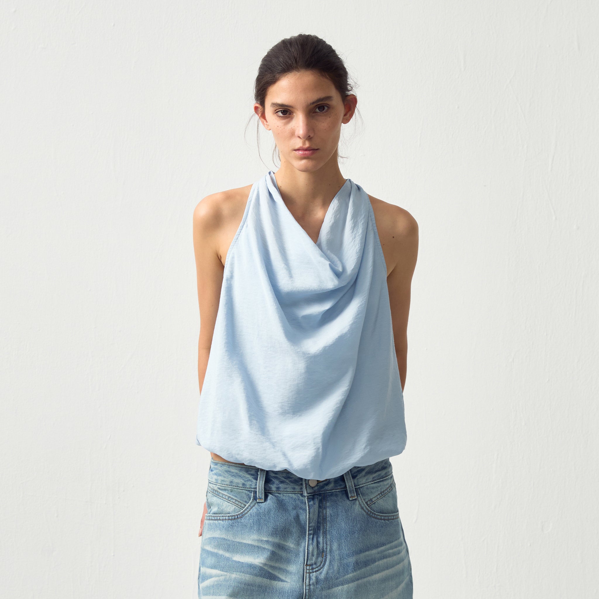 CUBIC Solid Halter Neck Camisole-4