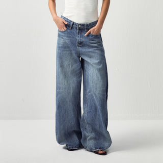 CUBIC Vintage Deconstructed Wide-Leg Jeans