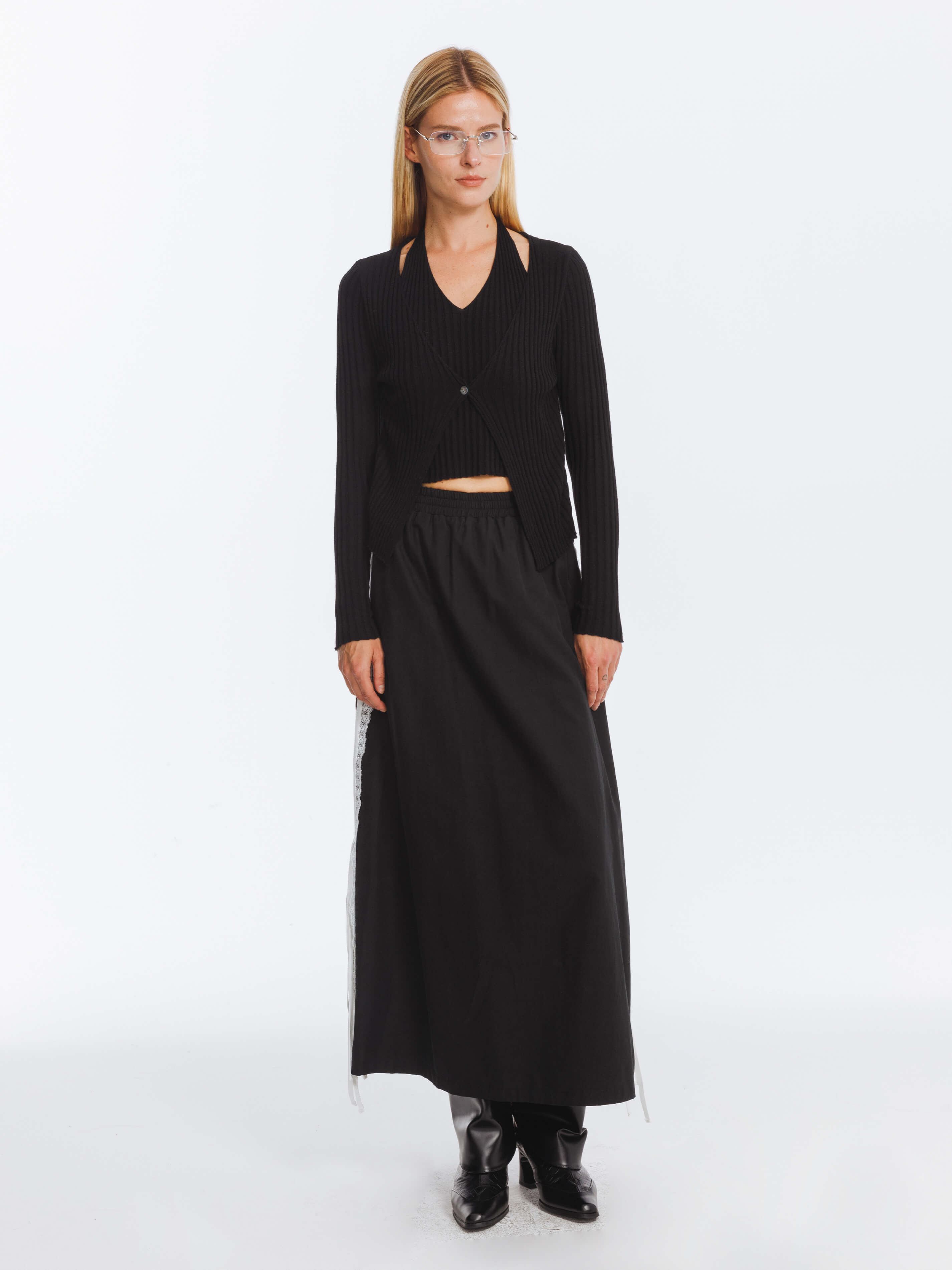 Cotton Skirt with Lace Trim-3
