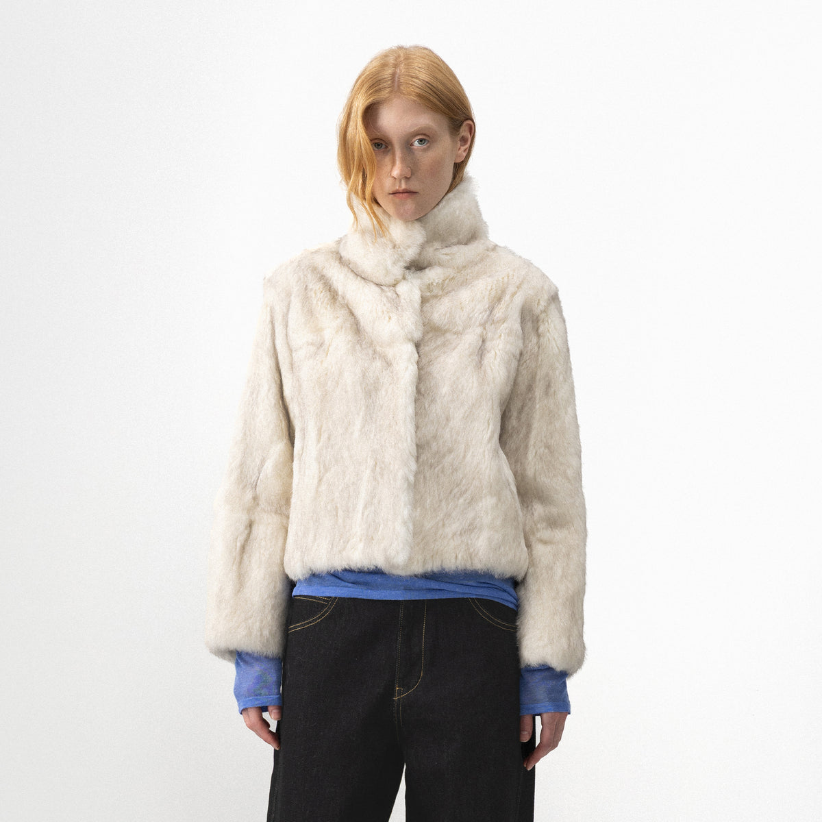 CUBIC Stand-Collar Rabbit-Fur Jacket-3