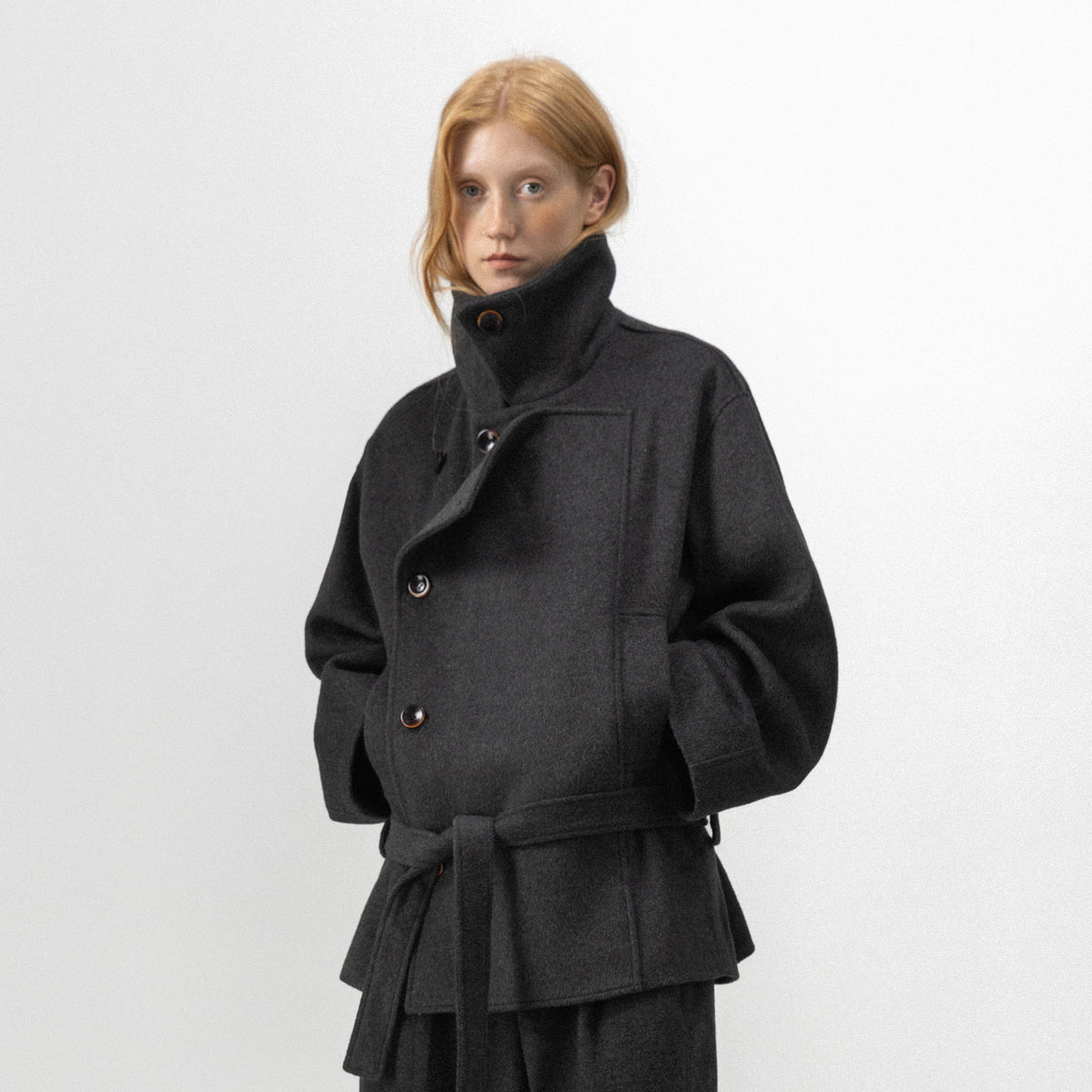 CUBIC Belted Double-Breasted Wool Coat-3