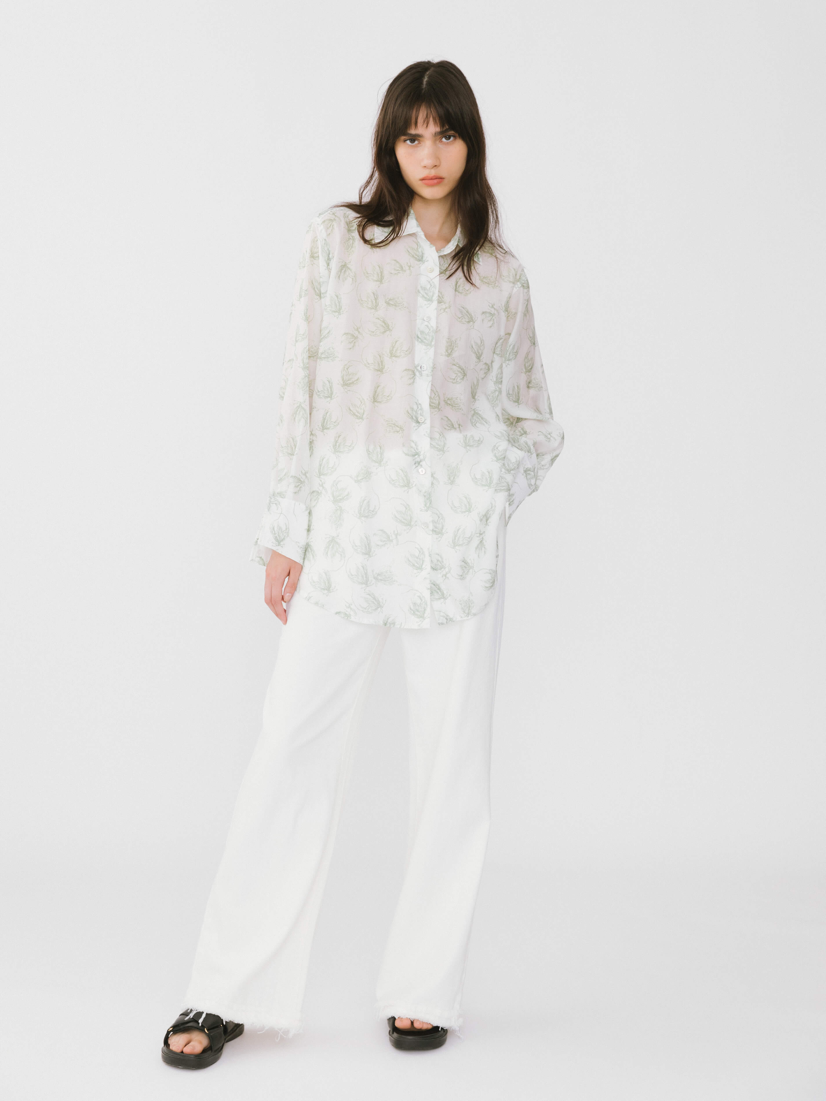 Loose Printed Sheer Shirt-3