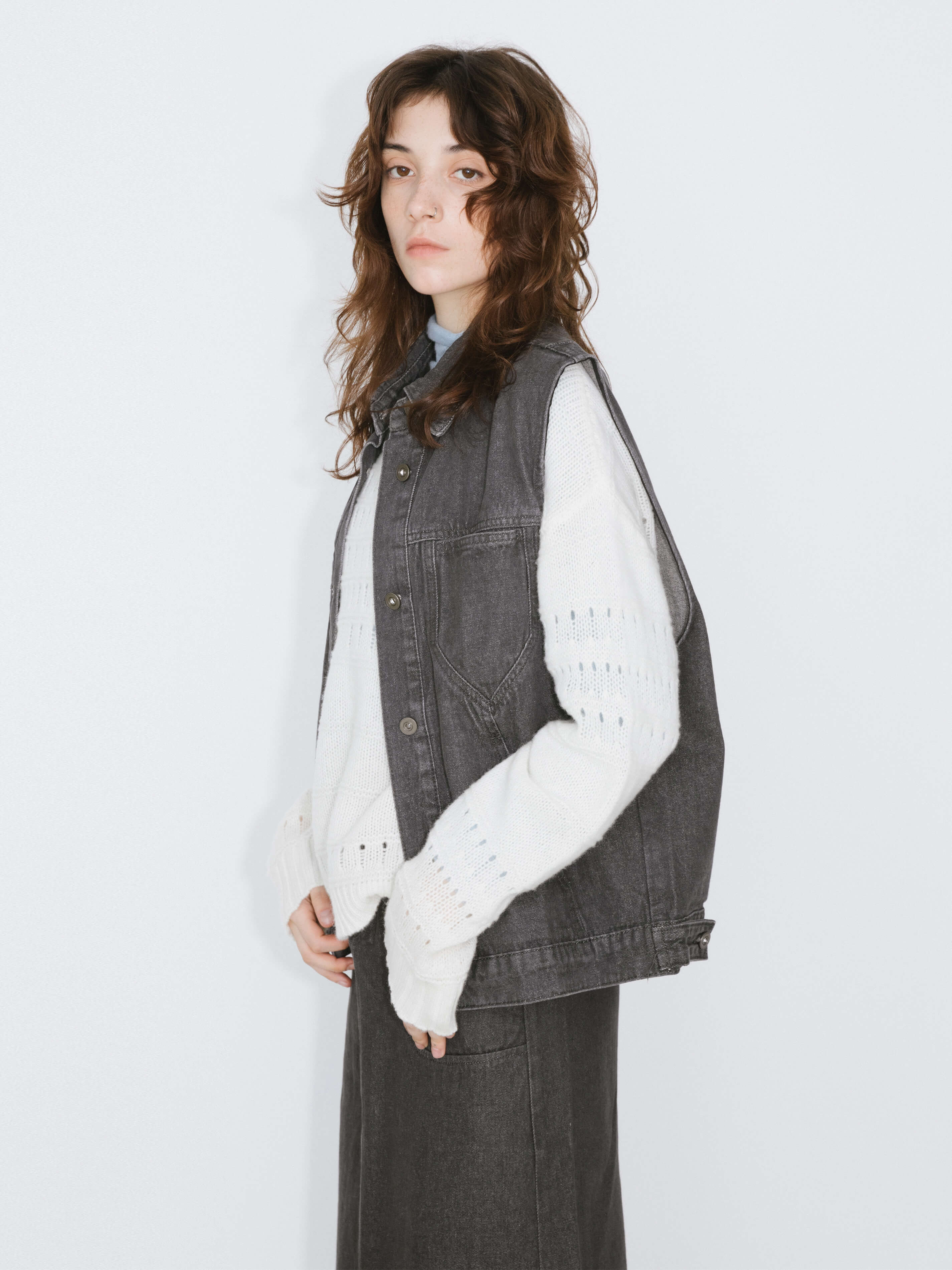 Button Down Denim Waistcoat-9