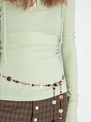 Slim-Fit Hooded V-Neck Long Sleeve Top