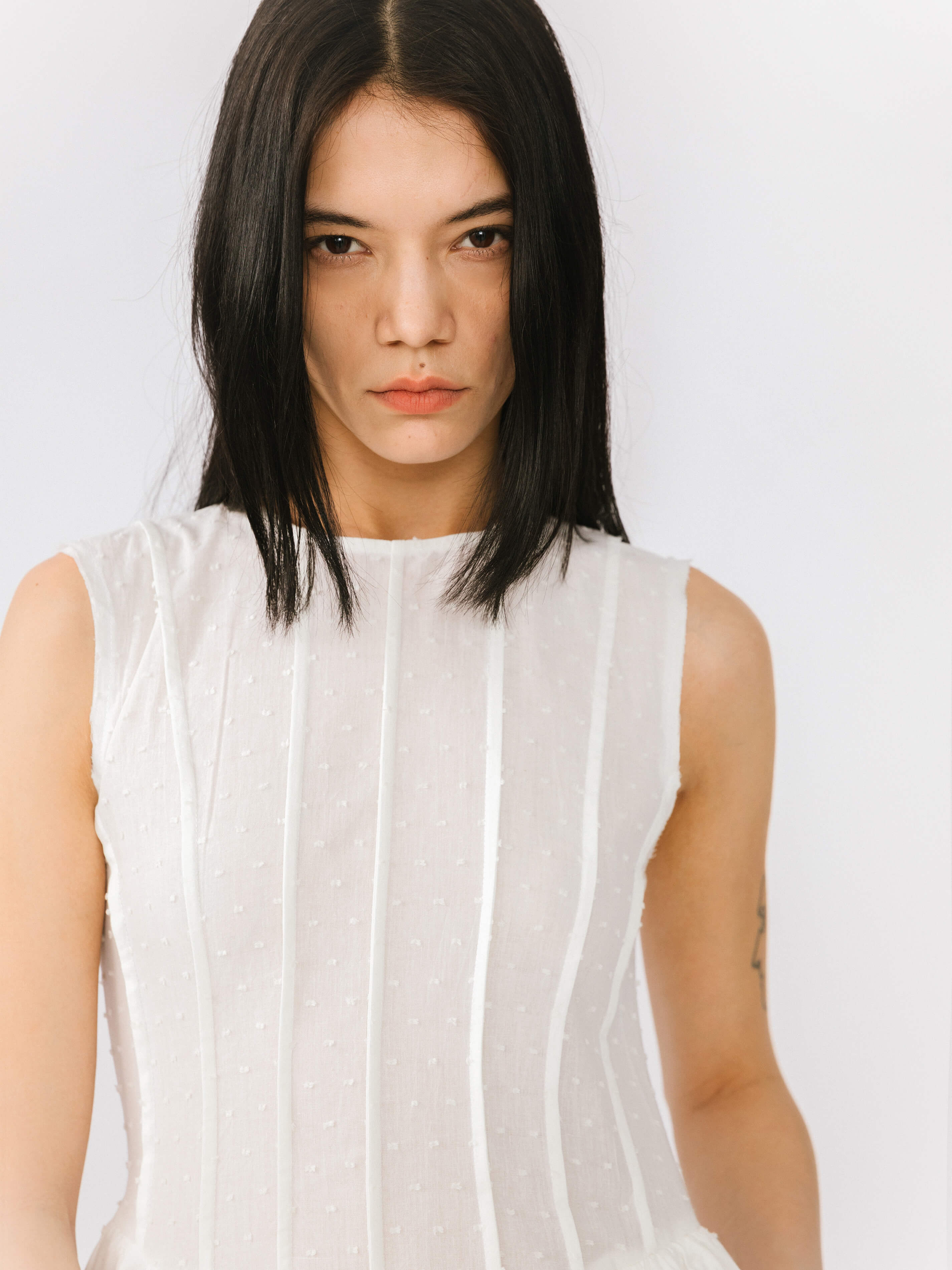 Pure Cotton Sleeveless White Dress-3