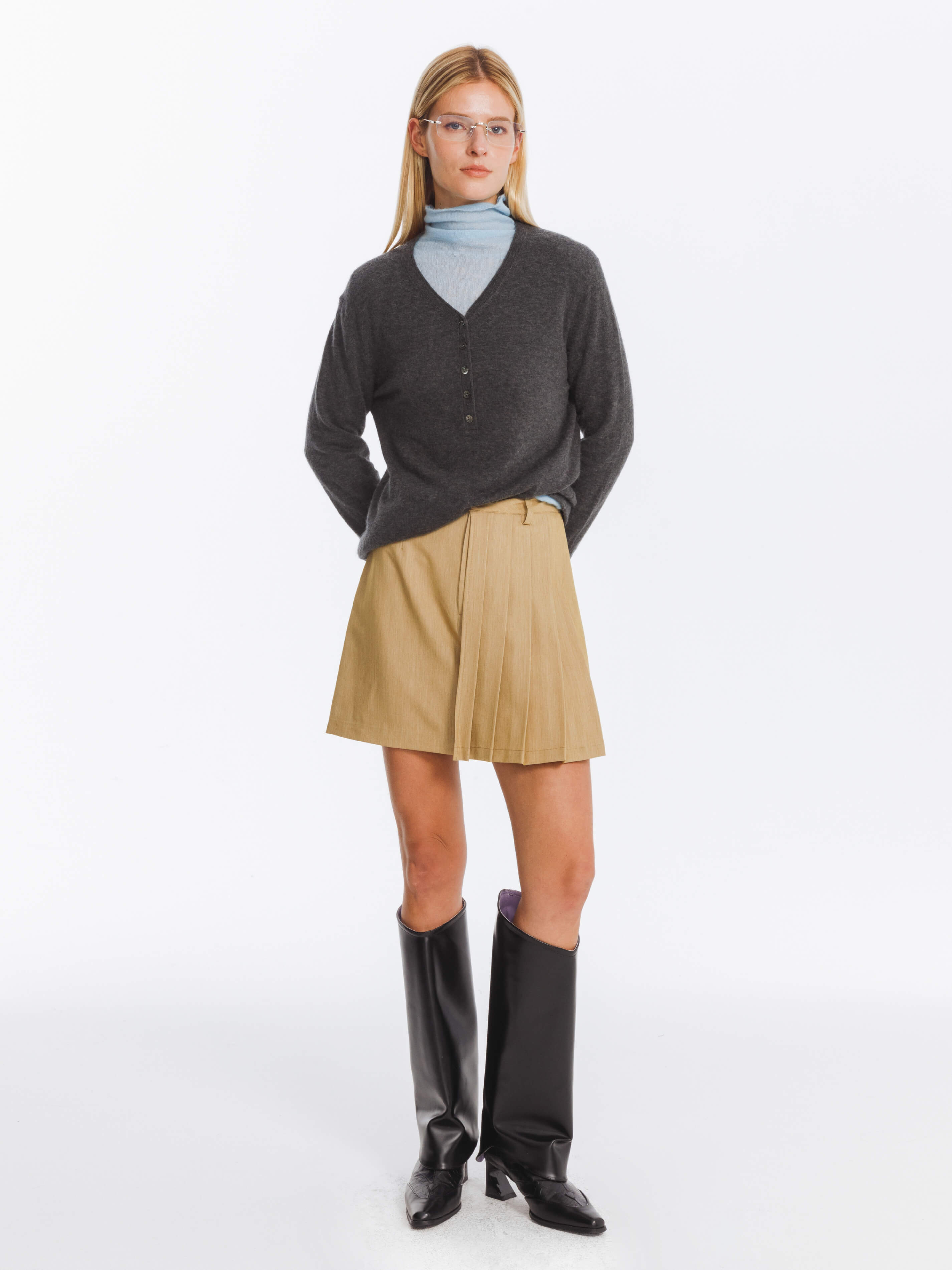 Irregular Pleated A-line Skirt-3