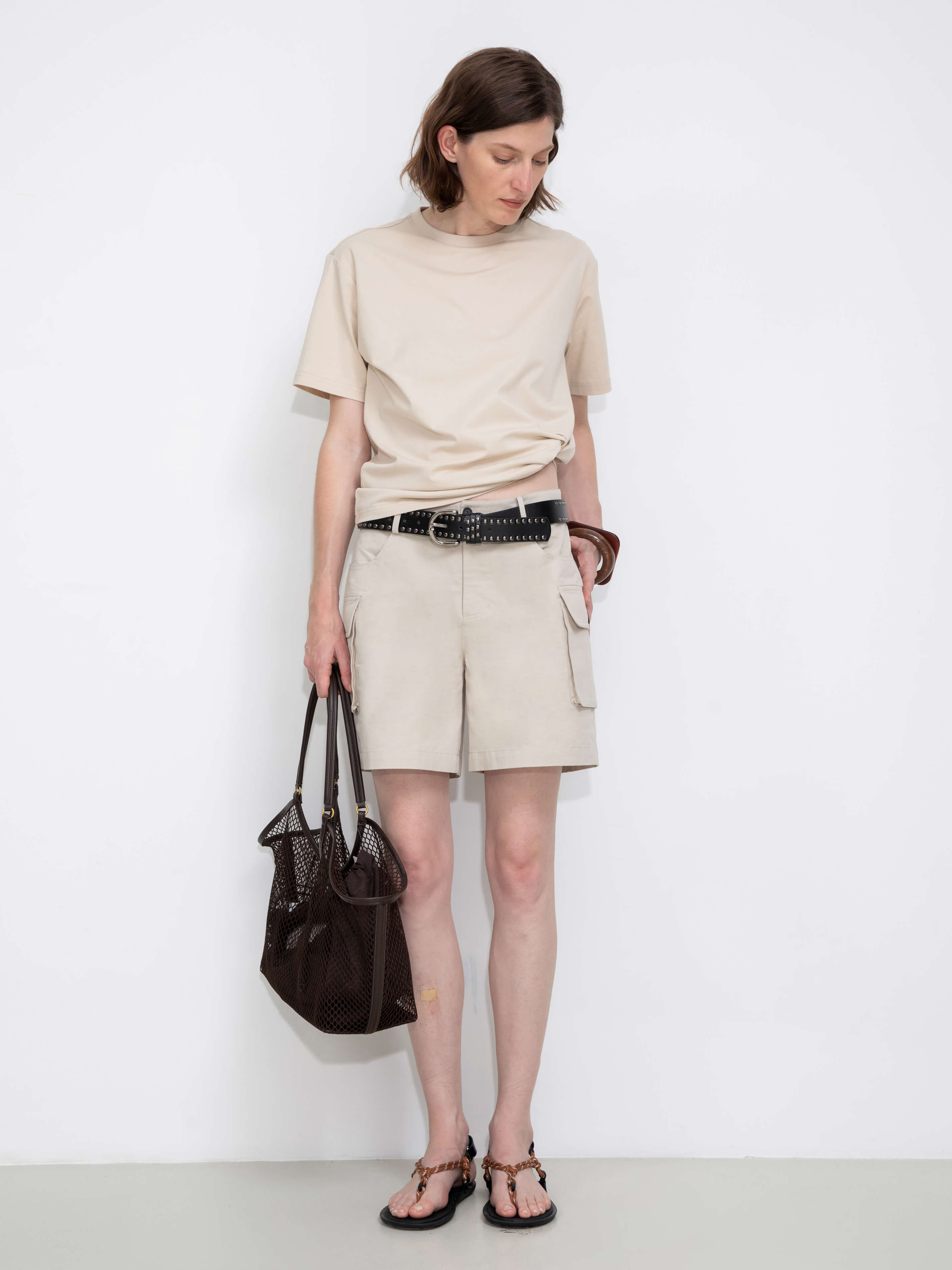 C by CUBIC Oversized Crew Neck Solid T-Shirt-4