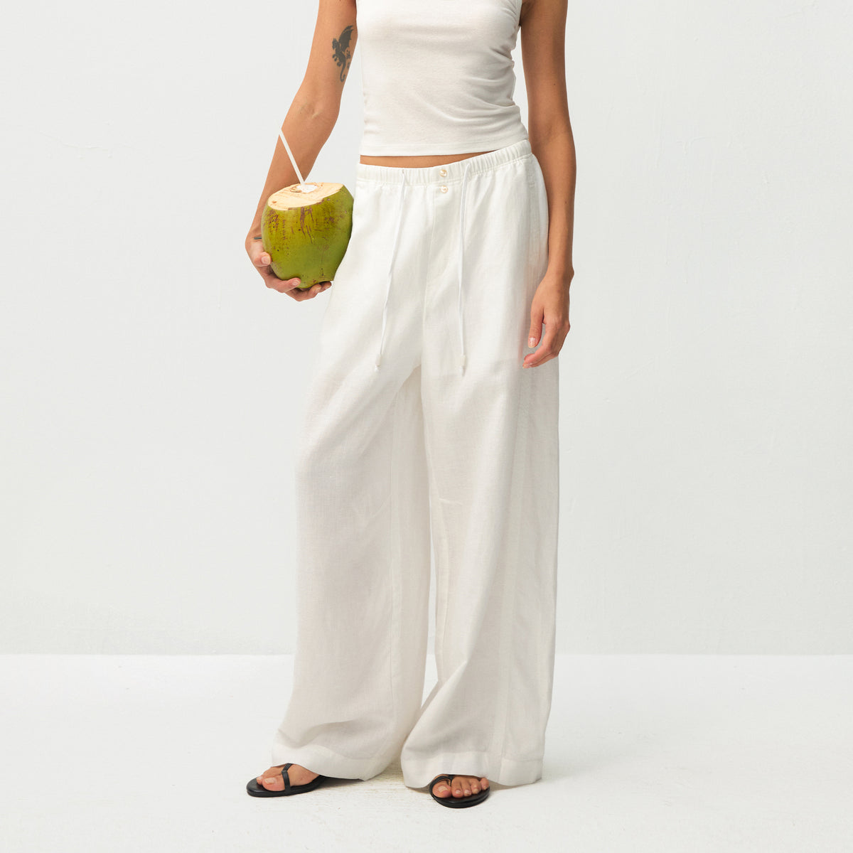 CUBIC Lyocell Linen Wide-Leg Pants-3