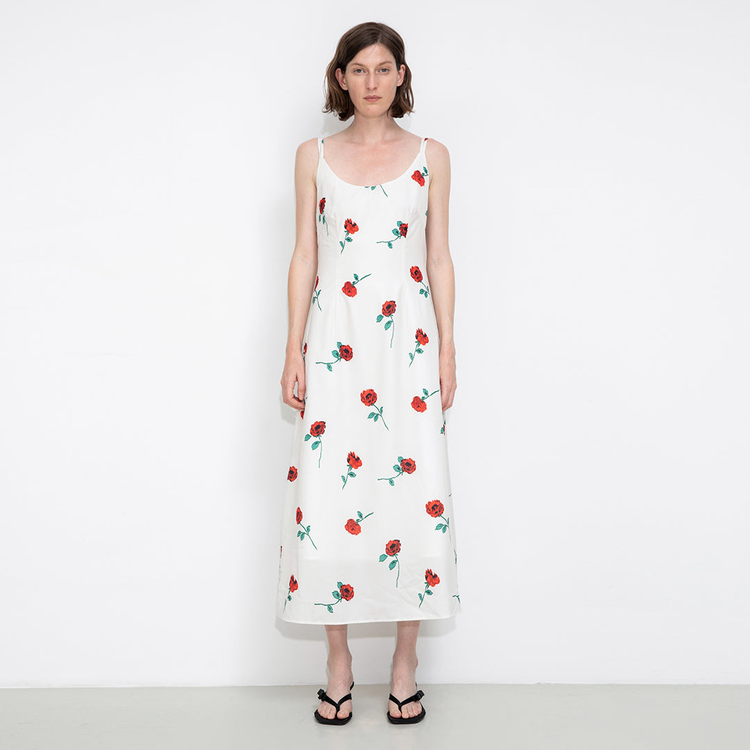 Rose Printed Fitted Sling Dress-3