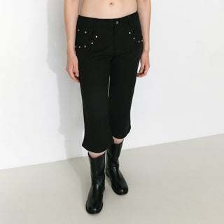 Vintage Lyocell-Blend Cropped Flared Trousers