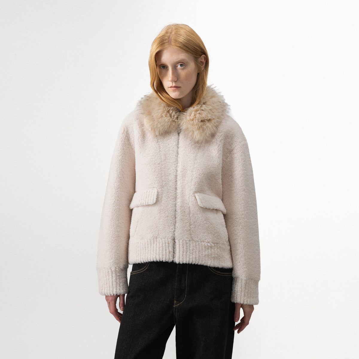 CUBIC Faux-Fur Collar Teddy Jacket-1